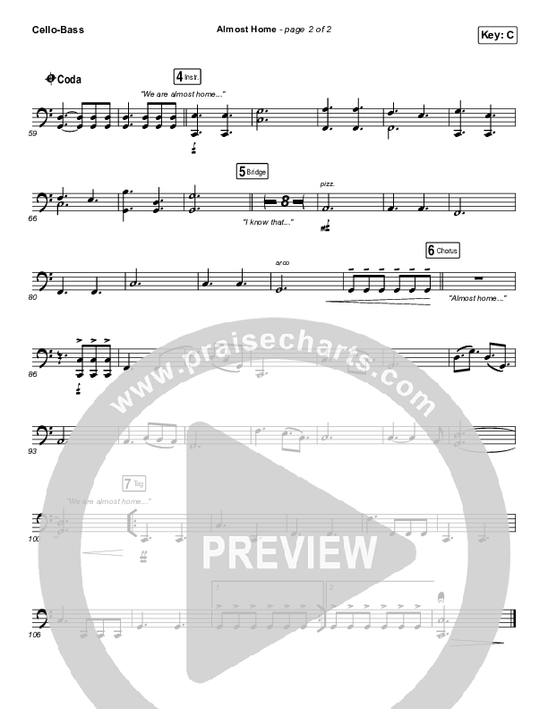 Almost Home Cello/Bass (MercyMe)