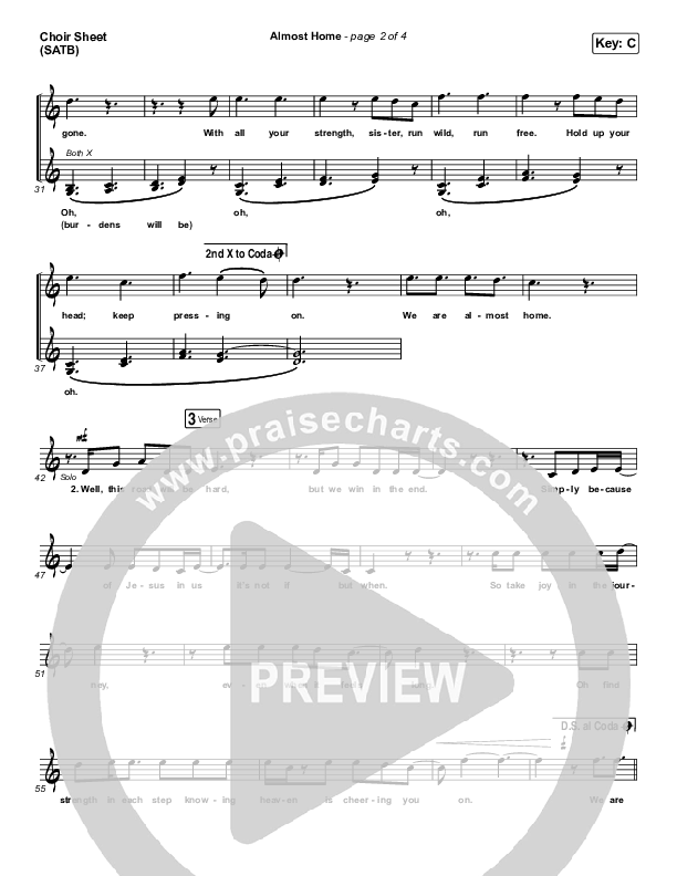 Almost Home Choir Vocals (SATB) (MercyMe)