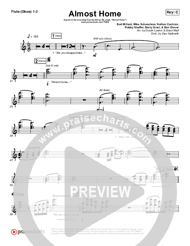 Almost Home Flute/Oboe 1/2/3 (MercyMe)
