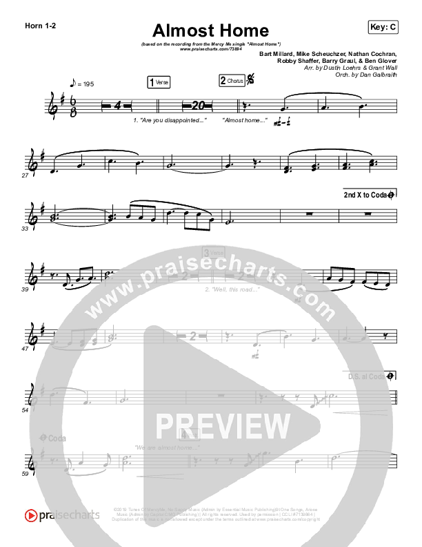 Almost Home French Horn 1/2 (MercyMe)