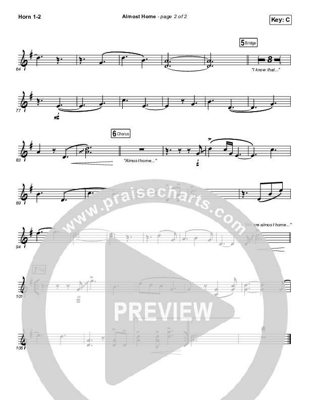 Almost Home French Horn 1/2 (MercyMe)