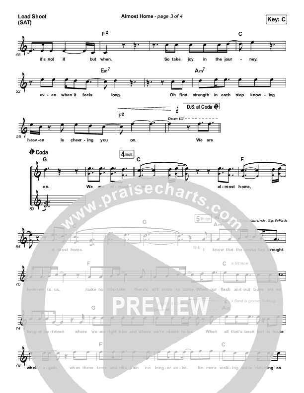 Almost Home Lead Sheet (SAT) (MercyMe)