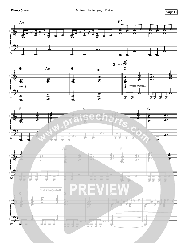 Almost Home Piano Sheet (MercyMe)