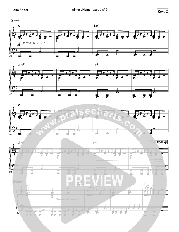 Almost Home Piano Sheet (MercyMe)