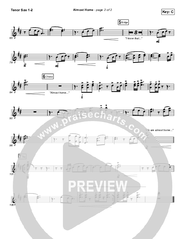 Almost Home Tenor Sax 1/2 (MercyMe)