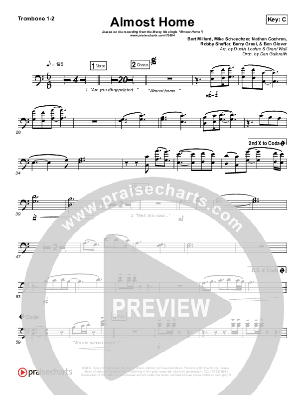 Almost Home Trombone 1/2 (MercyMe)