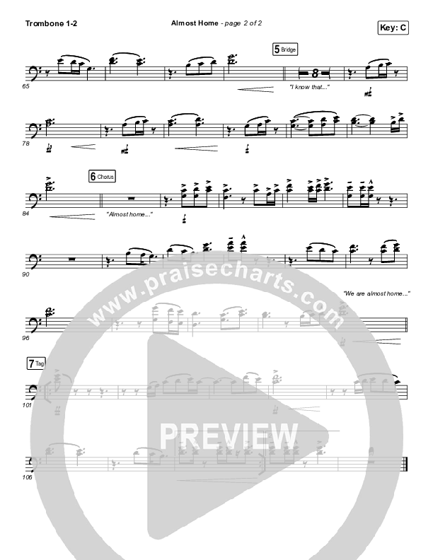 Almost Home Trombone 1/2 (MercyMe)
