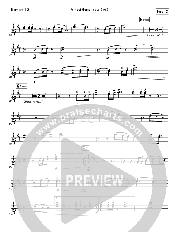 Almost Home Trumpet 1,2 (MercyMe)