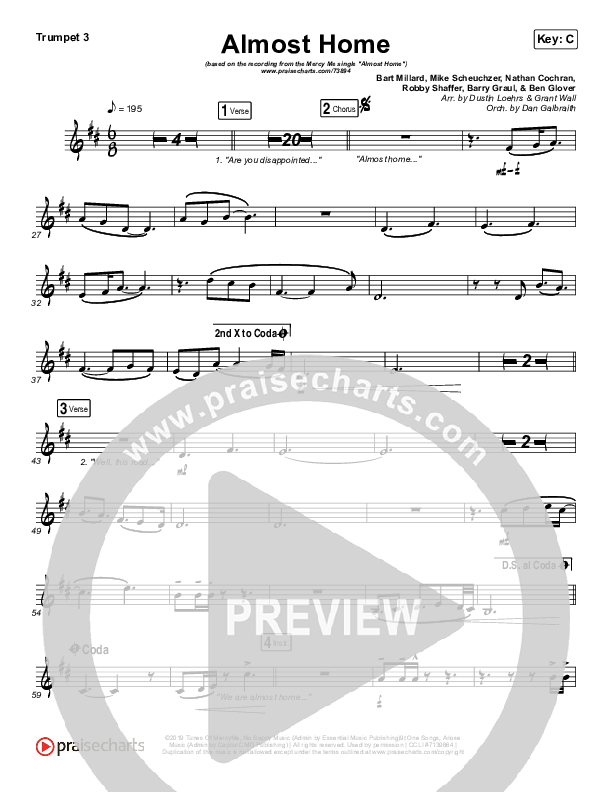 Almost Home Trumpet 3 (MercyMe)
