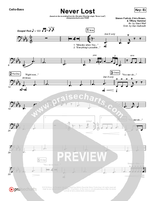 Never Lost Cello/Bass (Elevation Worship)