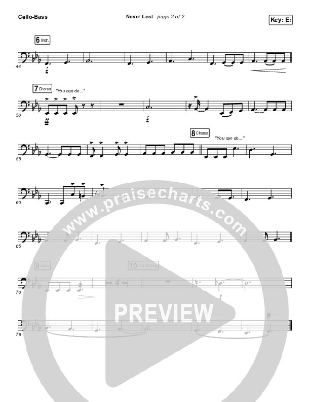 Never Lost Cello/Bass (Elevation Worship)