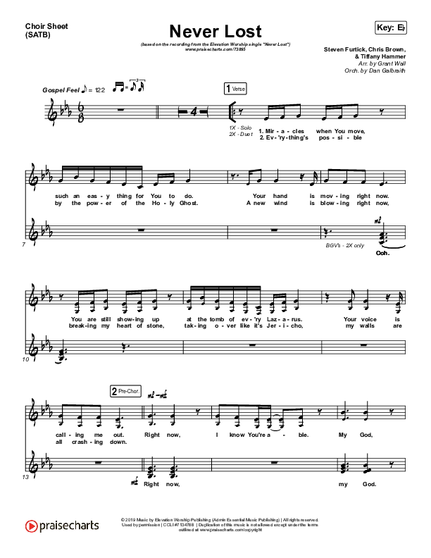 Never Lost Choir Sheet (SATB) (Elevation Worship)