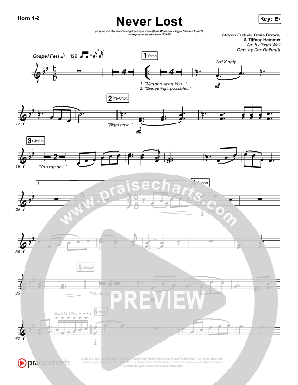 Never Lost French Horn 1/2 (Elevation Worship)