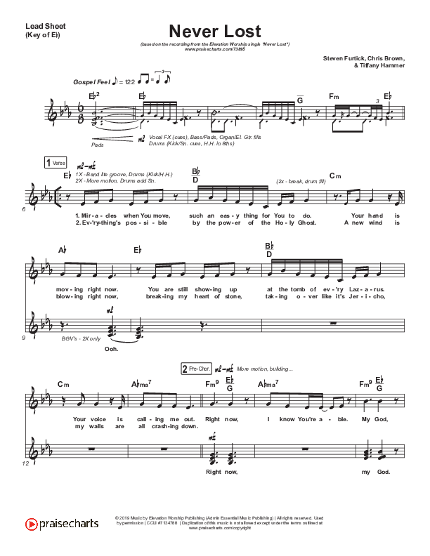 Never Lost Lead Sheet (Melody) (Elevation Worship)