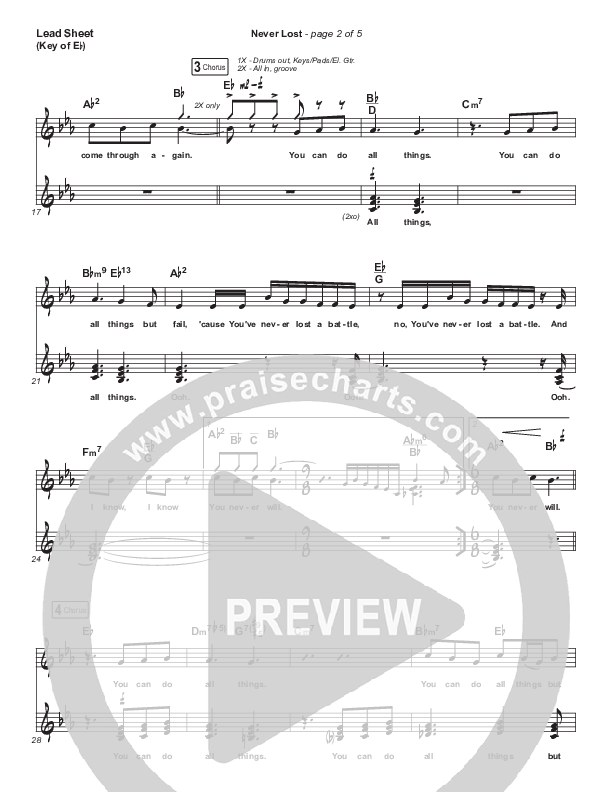 Never Lost Lead Sheet (Melody) (Elevation Worship)