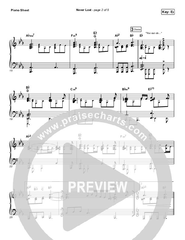 Never Lost Piano Sheet (Elevation Worship)