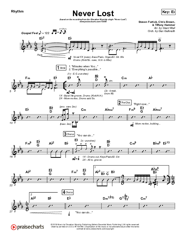 Never Lost Rhythm Chart (Elevation Worship)