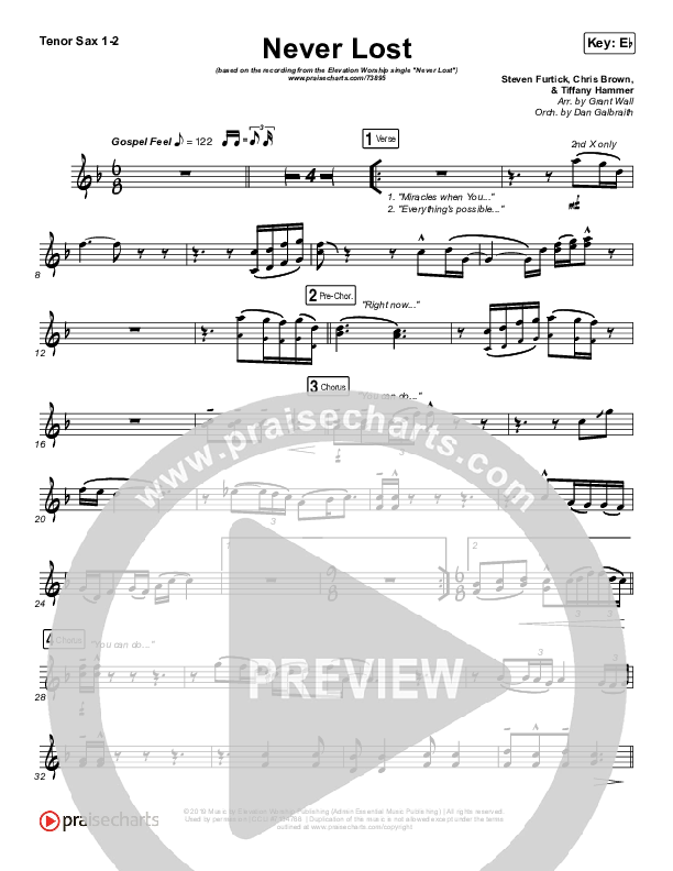 Never Lost Tenor Sax 1/2 (Elevation Worship)
