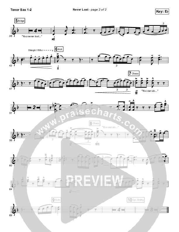 Never Lost Tenor Sax 1/2 (Elevation Worship)