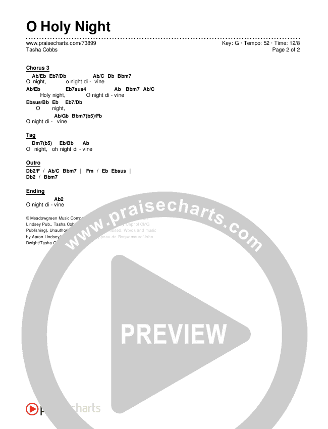 O Holy Night Chords & Lyrics (Tasha Cobbs Leonard)