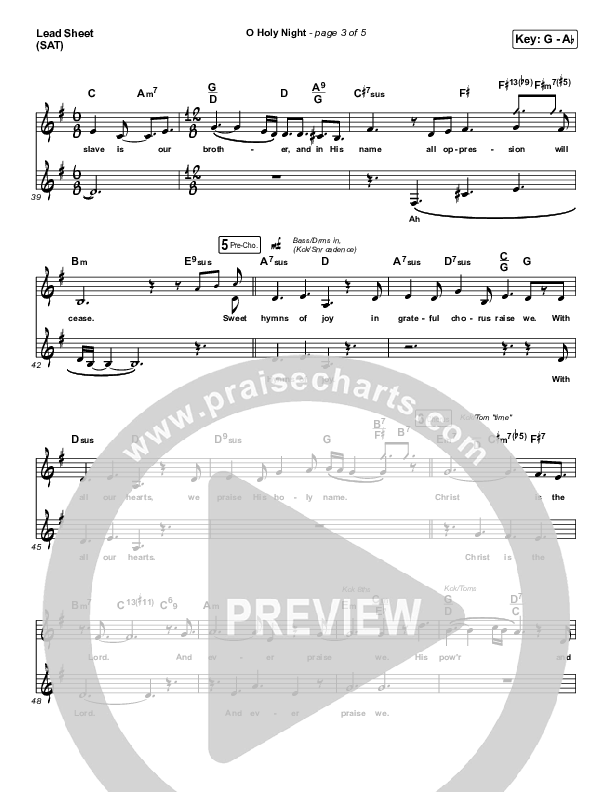 O Holy Night Lead Sheet (SAT) (Tasha Cobbs Leonard)