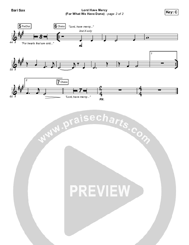 Lord Have Mercy (For What We Have Done) Bari Sax (Matt Boswell / Matt Papa)