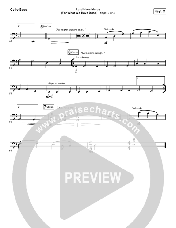 Lord Have Mercy (For What We Have Done) Cello/Bass (Matt Boswell / Matt Papa)