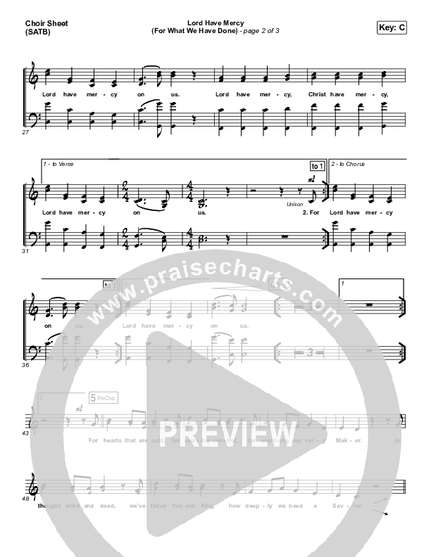 Lord Have Mercy (For What We Have Done) Choir Sheet (SATB) (Matt Boswell / Matt Papa)