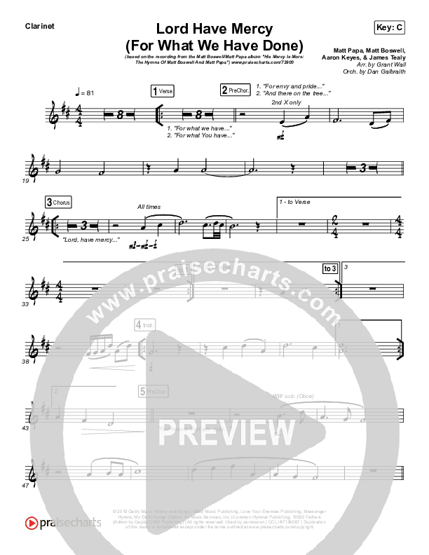 Lord Have Mercy (For What We Have Done) Clarinet (Matt Boswell / Matt Papa)