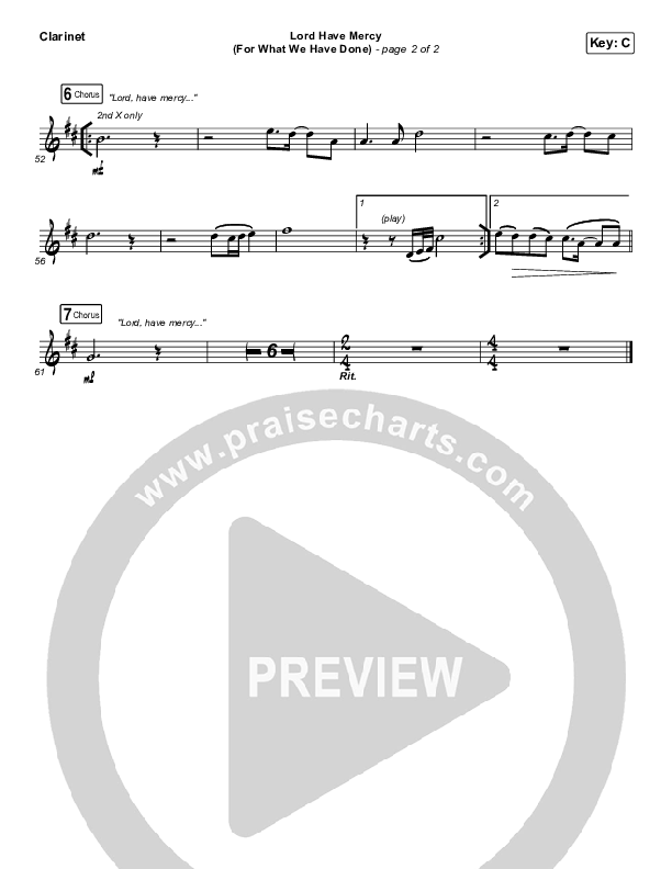 Lord Have Mercy (For What We Have Done) Clarinet (Matt Boswell / Matt Papa)