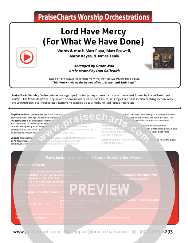 Lord Have Mercy (For What We Have Done) Cover Sheet (Matt Boswell / Matt Papa)