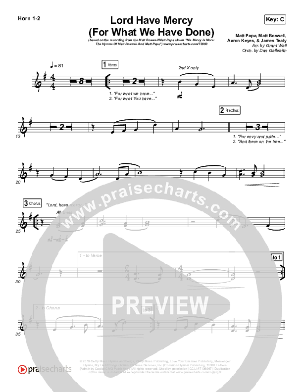 Lord Have Mercy (For What We Have Done) French Horn 1/2 (Matt Boswell / Matt Papa)