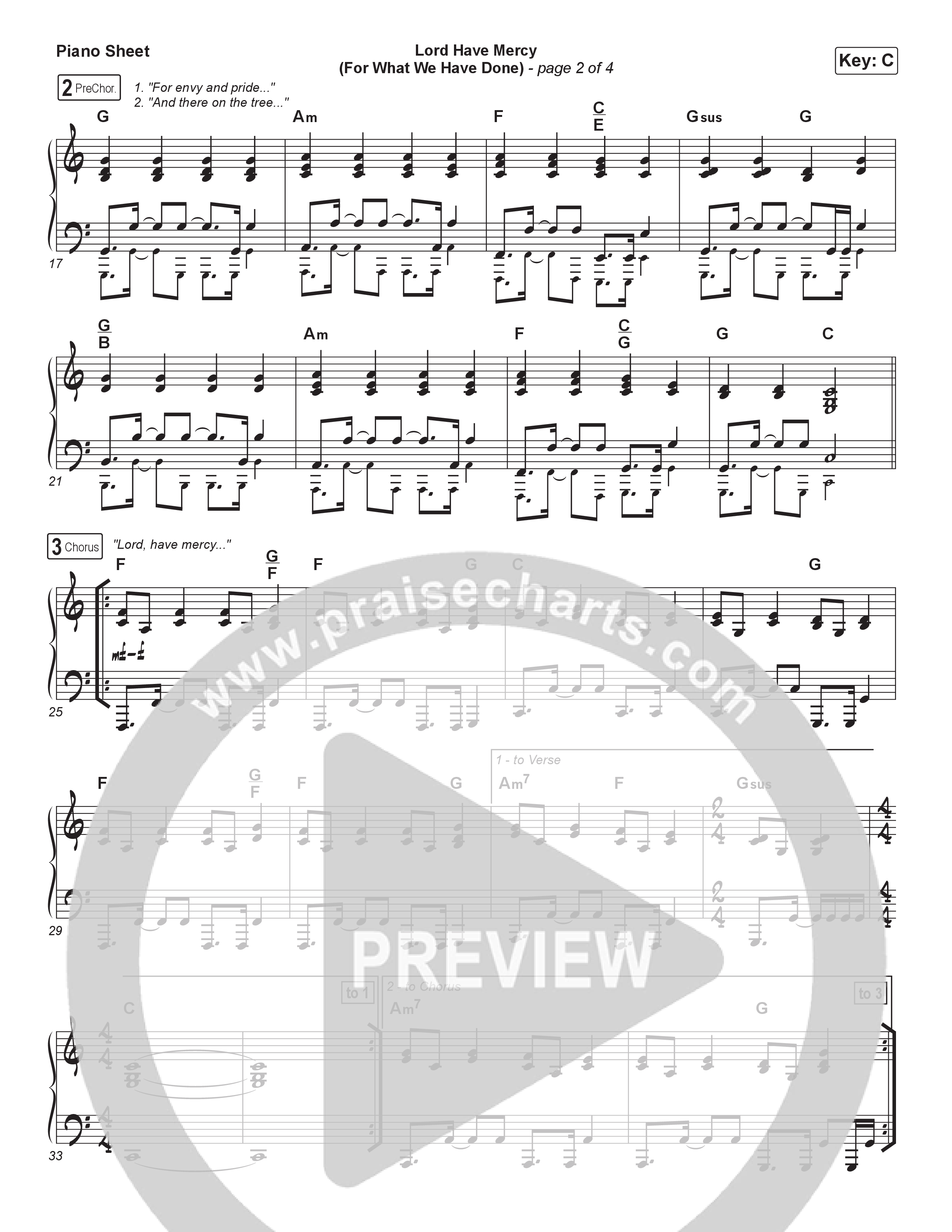 Lord Have Mercy (For What We Have Done) Piano Sheet (Matt Boswell / Matt Papa)