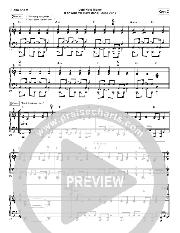 Lord Have Mercy (For What We Have Done) Piano Sheet (Matt Boswell / Matt Papa)