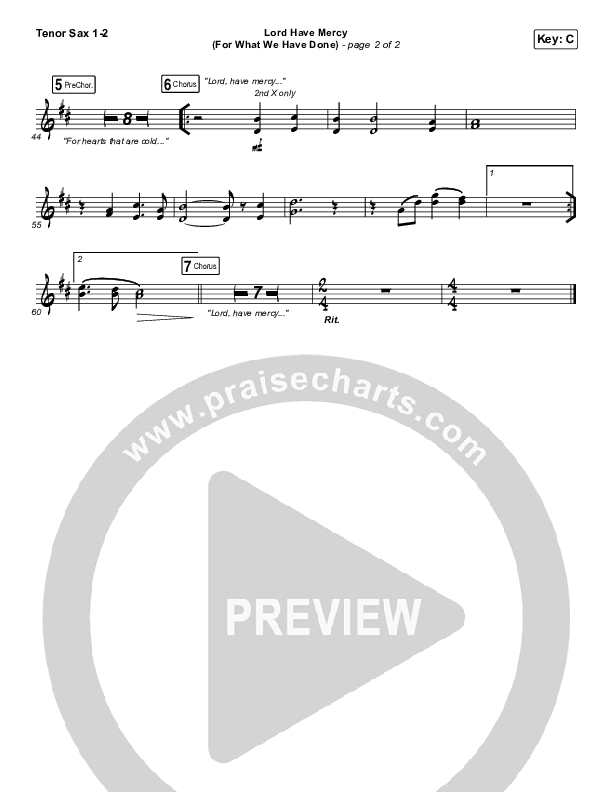 Lord Have Mercy (For What We Have Done) Tenor Sax 1/2 (Matt Boswell / Matt Papa)