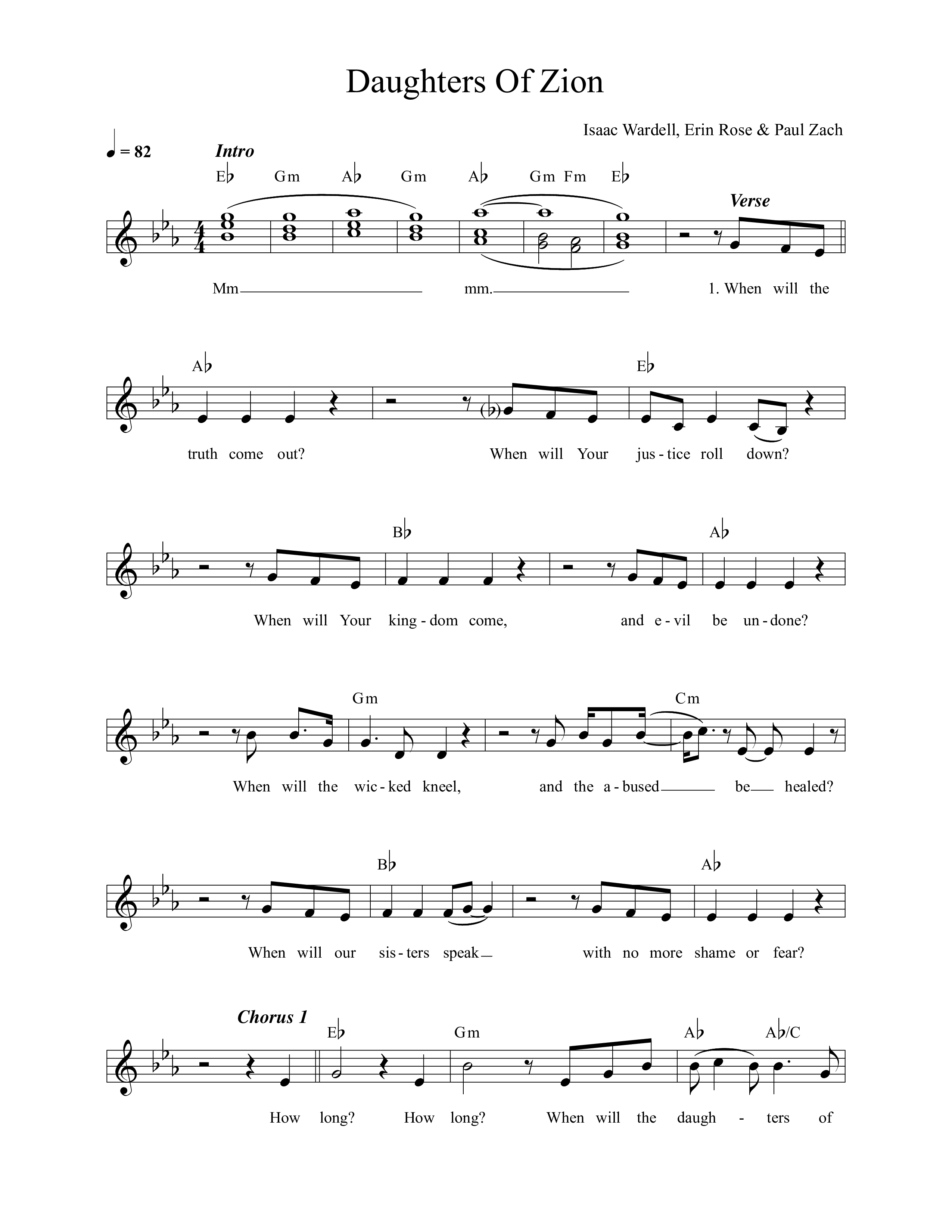 Daughters Of Zion Lead Sheet (The Porter's Gate / Leslie Jordan)