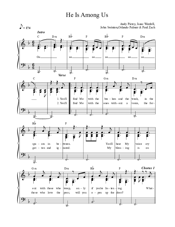 He Is Among Us (The Least Of These) Lead Sheet (SAT) (The Porter's Gate / Paul Zach)