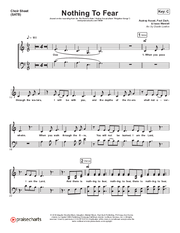 Nothing To Fear Choir Vocals (SATB) (Mission House)