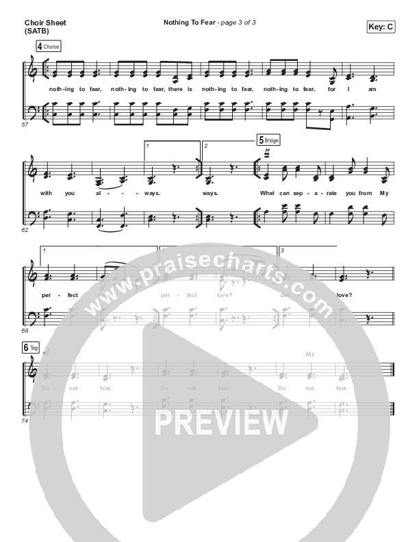 Nothing To Fear Choir Vocals (SATB) (Mission House)