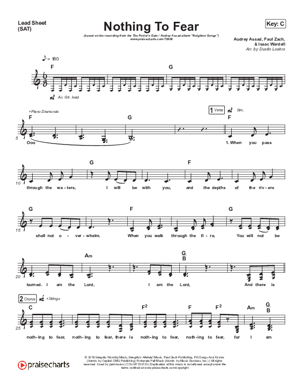 Nothing To Fear Lead Sheet (SAT) (Mission House)