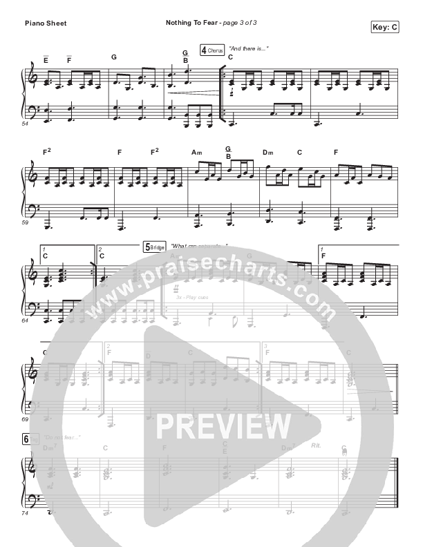 Nothing To Fear Piano Sheet (Mission House)