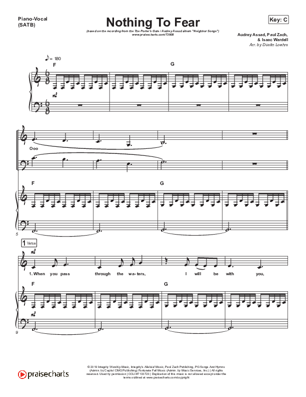 Nothing To Fear Piano/Vocal (SATB) (Mission House)