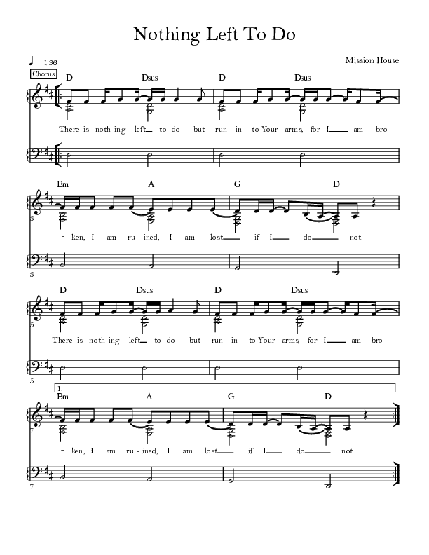 Nothing Left To Do Lead Sheet (Mission House)