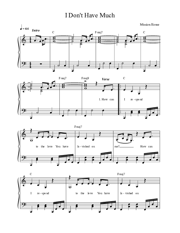 I Don't Have Much Lead Sheet (Mission House)