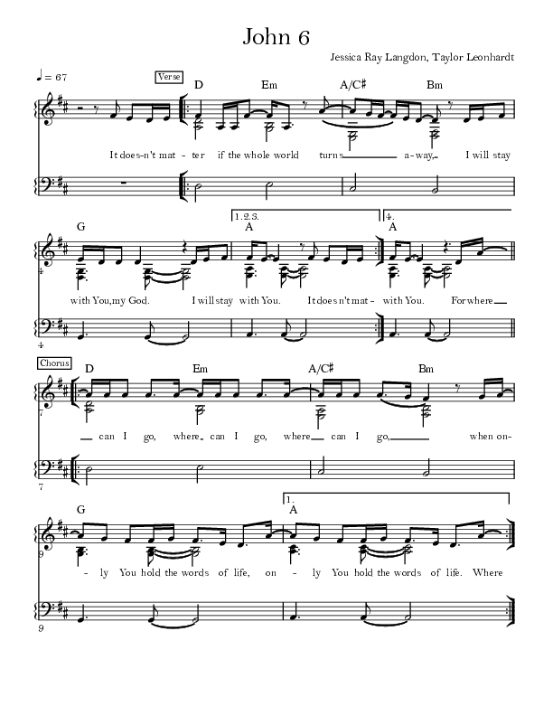 John 6 Lead Sheet (Mission House)