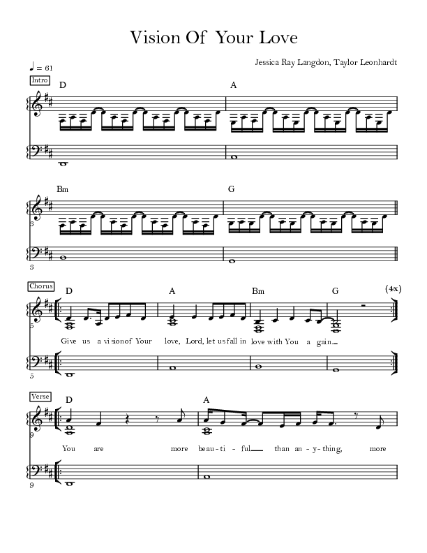 Vision of Your Love Lead Sheet (Mission House)
