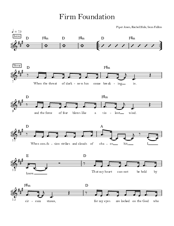 Firm Foundation Lead Sheet Melody (Selah)