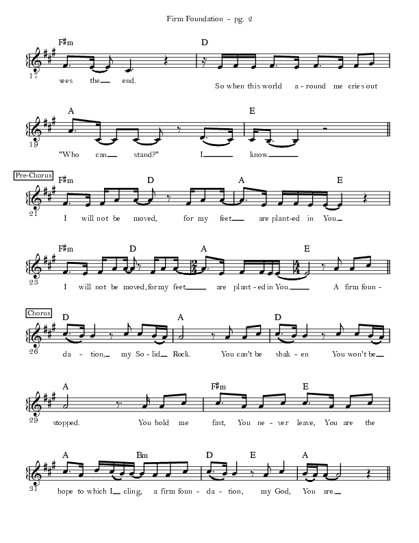 Firm Foundation Lead Sheet Melody (Selah)