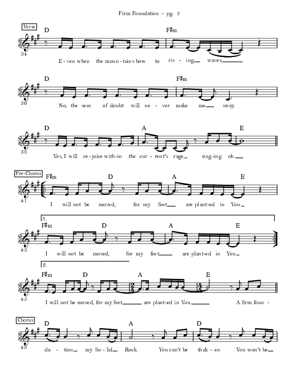 Firm Foundation Lead Sheet Melody (Selah)