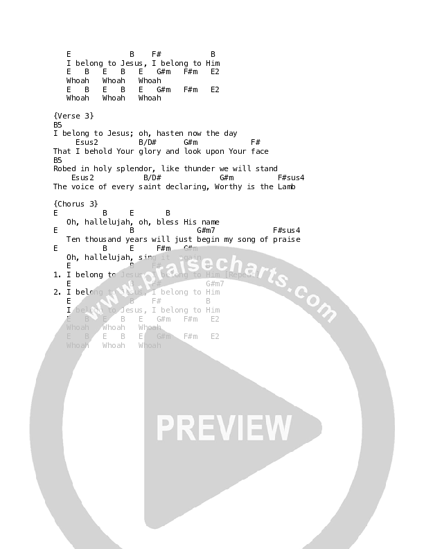 I Belong To Jesus Chord Chart (Selah)